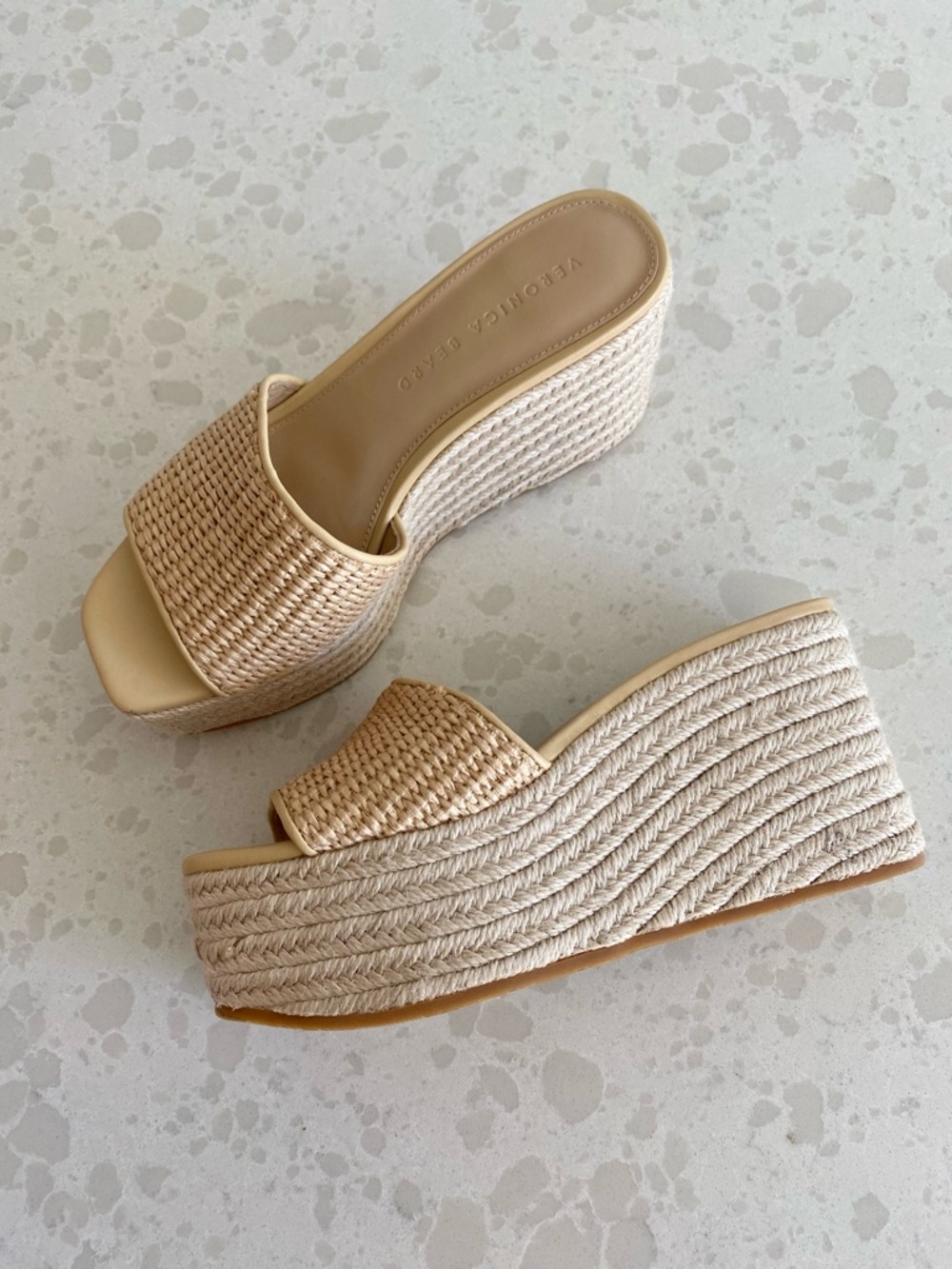 Veronica Beard Gable Raffia Platform Sandals
